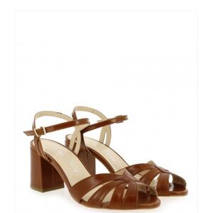 Leather Parisian Elegant Brown Sandals Heels